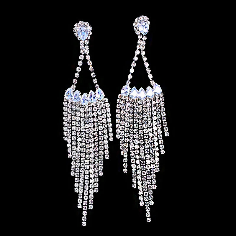 Crystal tassel drop earrings style variety display
