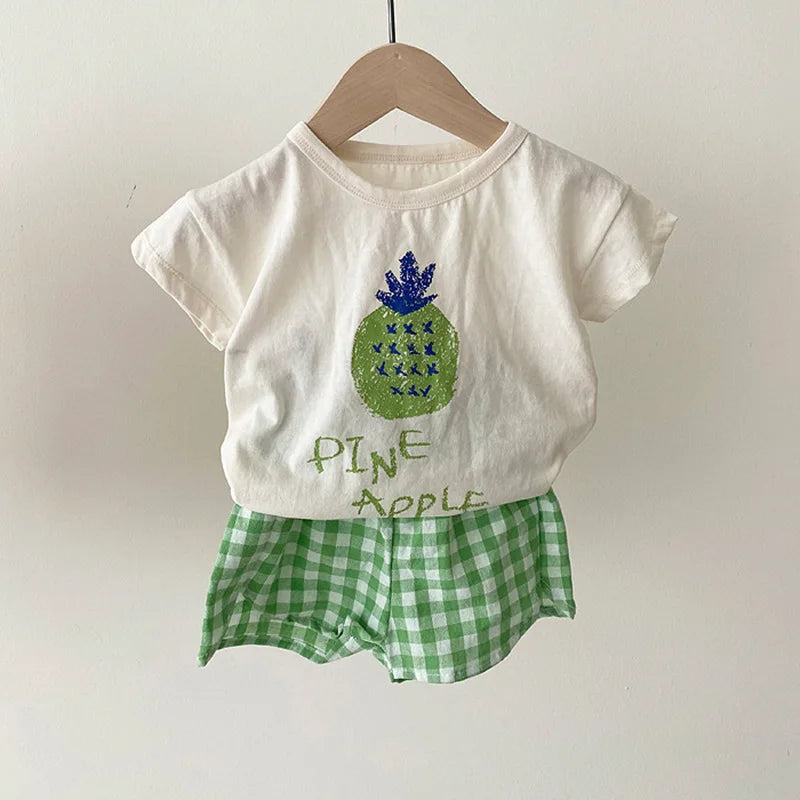 Baby sleeveless pajama set worn on baby