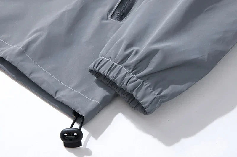 Reflective luminous jacket front view gray