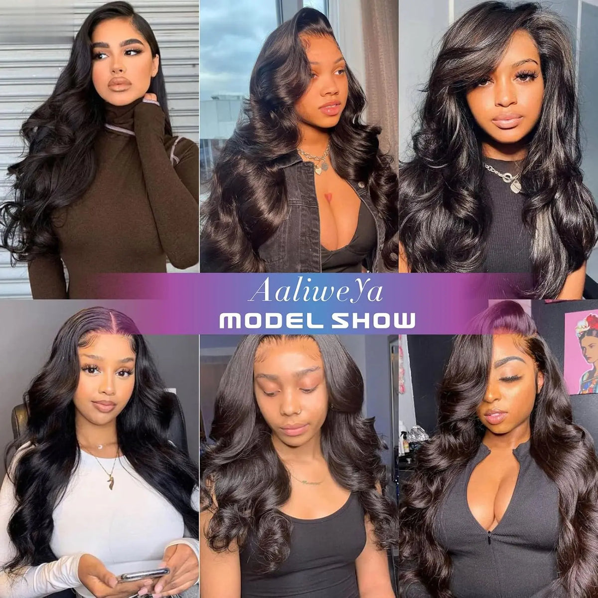 Body wave hd lace front wig worn on model