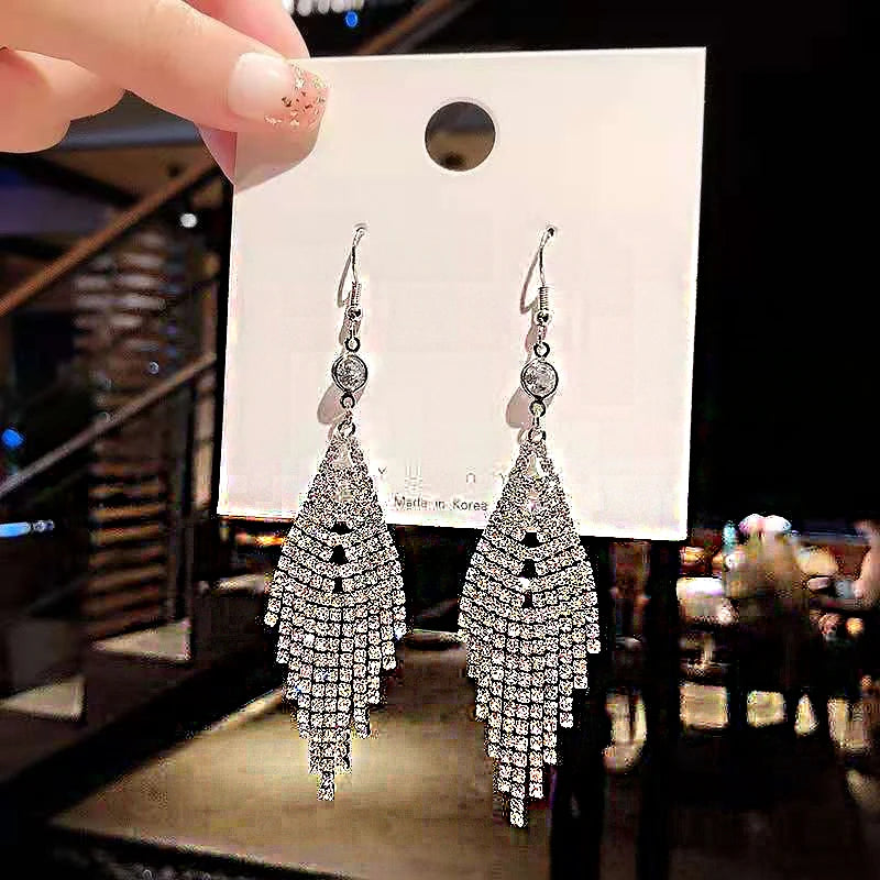 Crystal tassel drop earrings style variety display