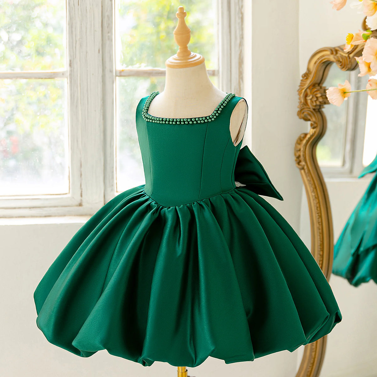 Girls bow tutu party dress worn by child