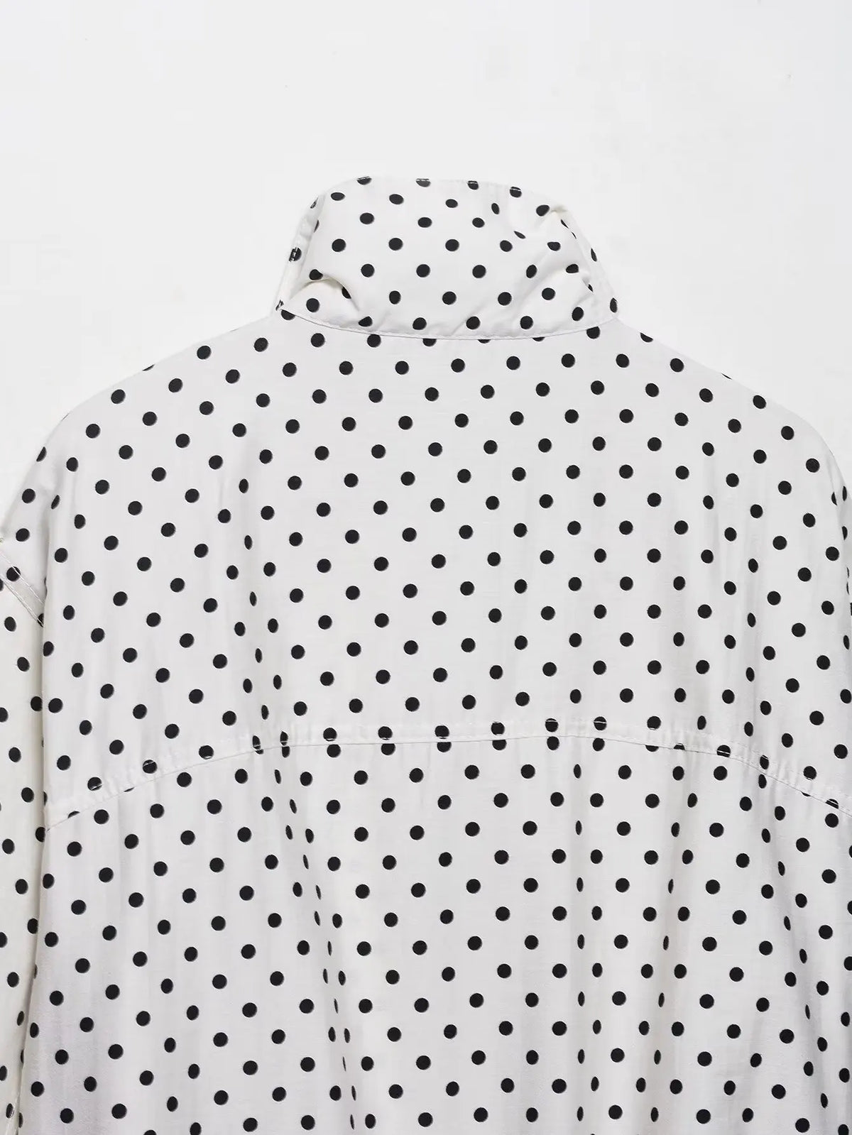 Polka Dot Casual Jacket Women's Zip-Up Turtleneck Coat