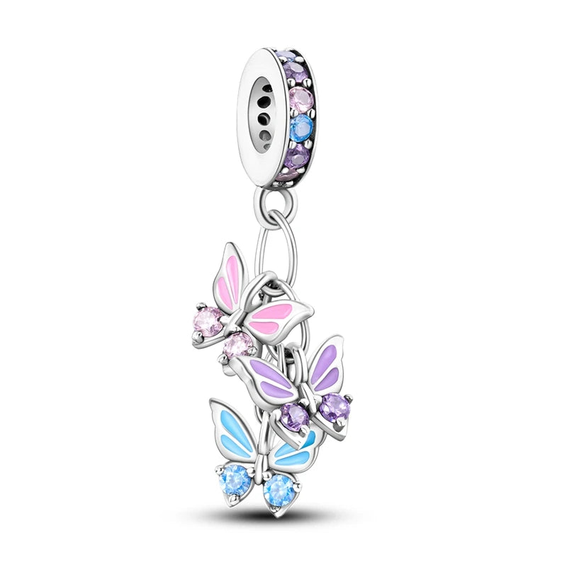 Butterfly charm beads attached to bracelet