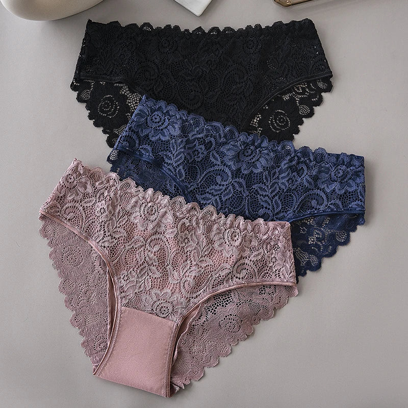 Women's floral lace briefs worn model