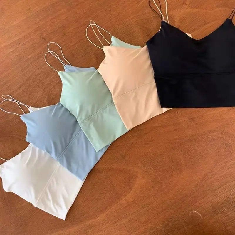  Seamless padded camisole flat lay color options