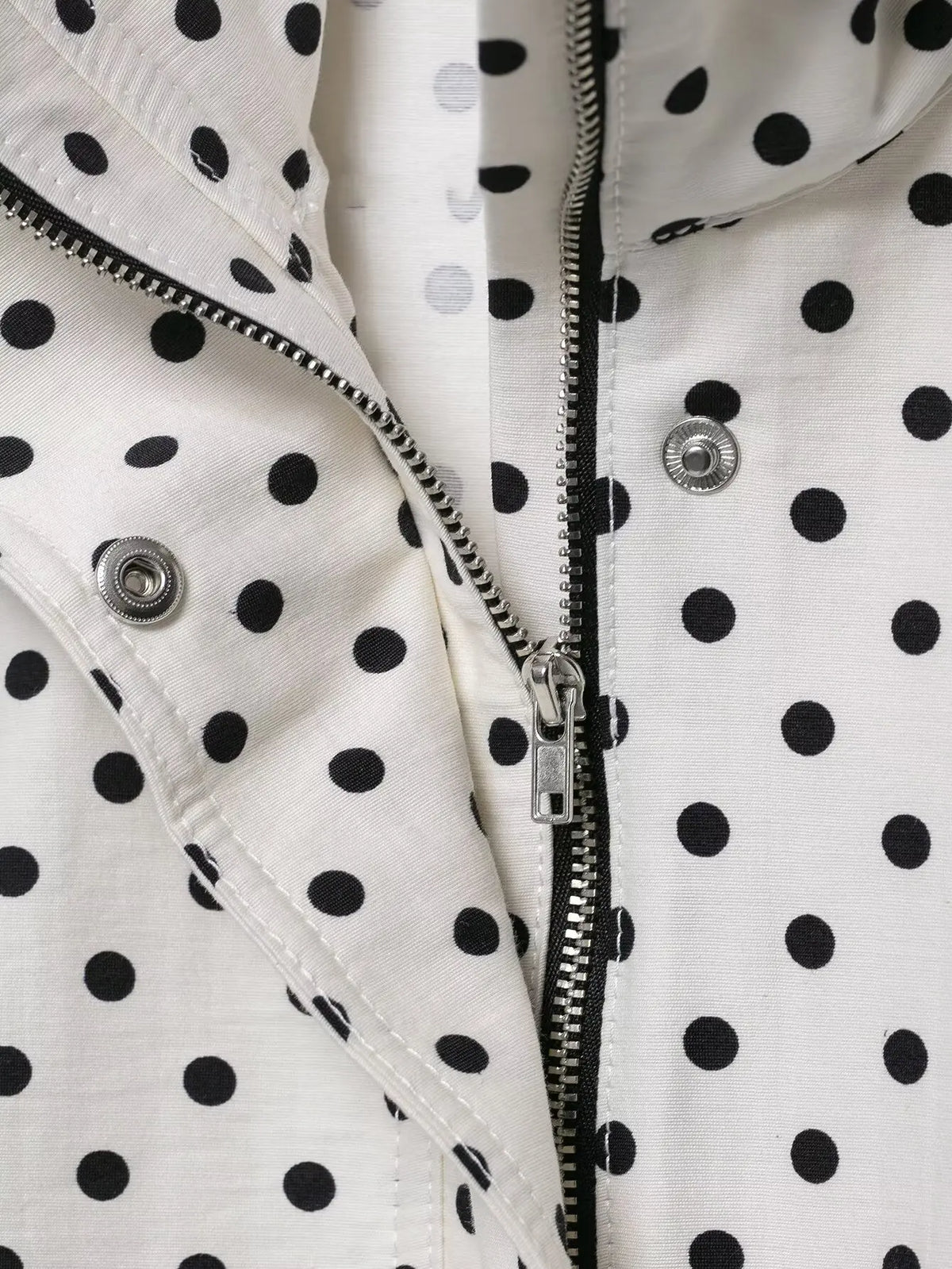 Polka Dot Casual Jacket Women's Zip-Up Turtleneck Coat