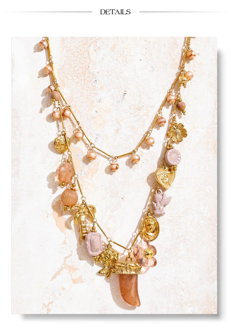 Double-layer resin charm necklace pendant close-up