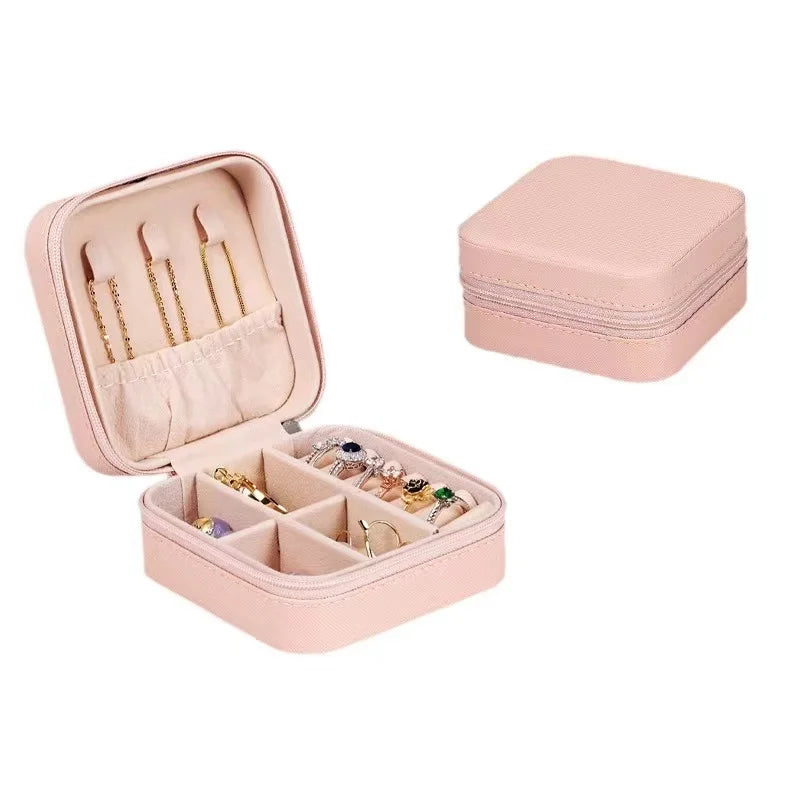 Travel jewelry organizer case interior compartments