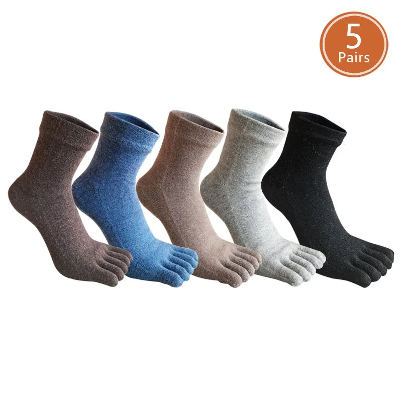 Wool toe socks worn on feet