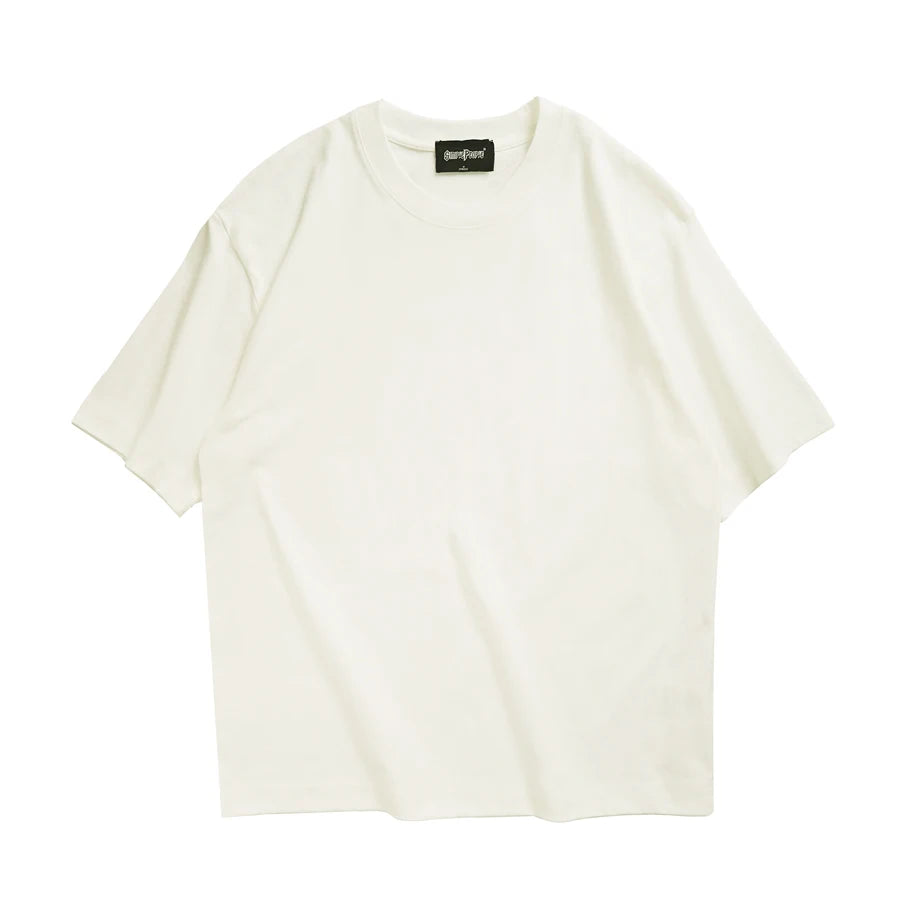 Oversized korean streetwear tee white flat lay