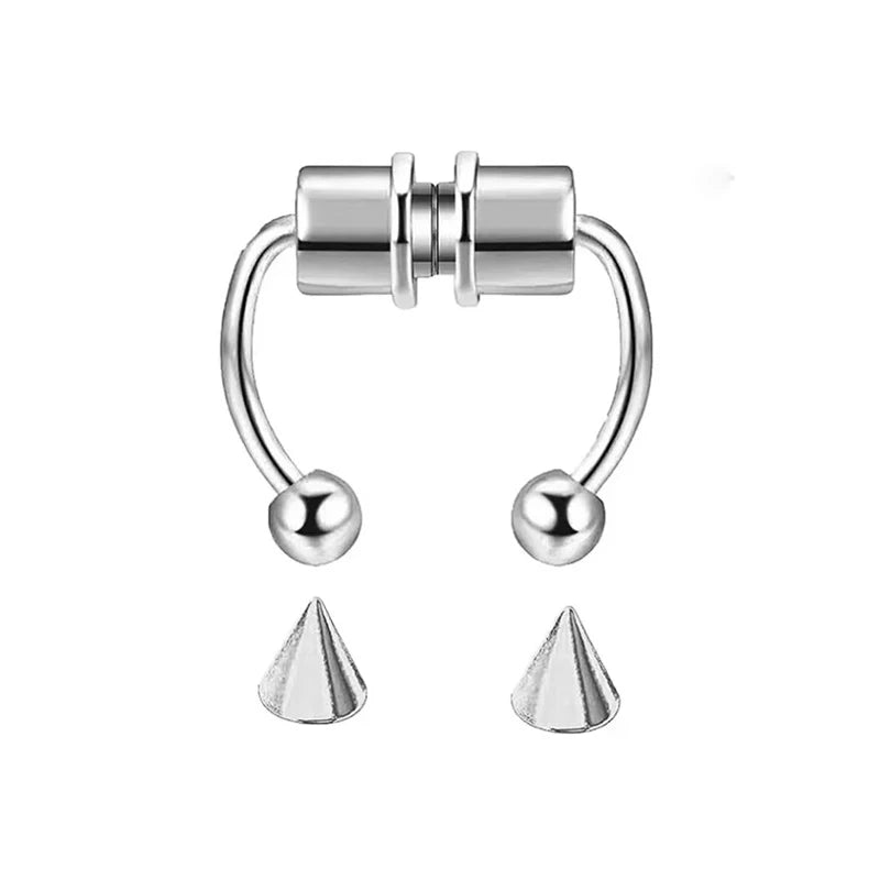 Magnetic faux nose ring worn on model