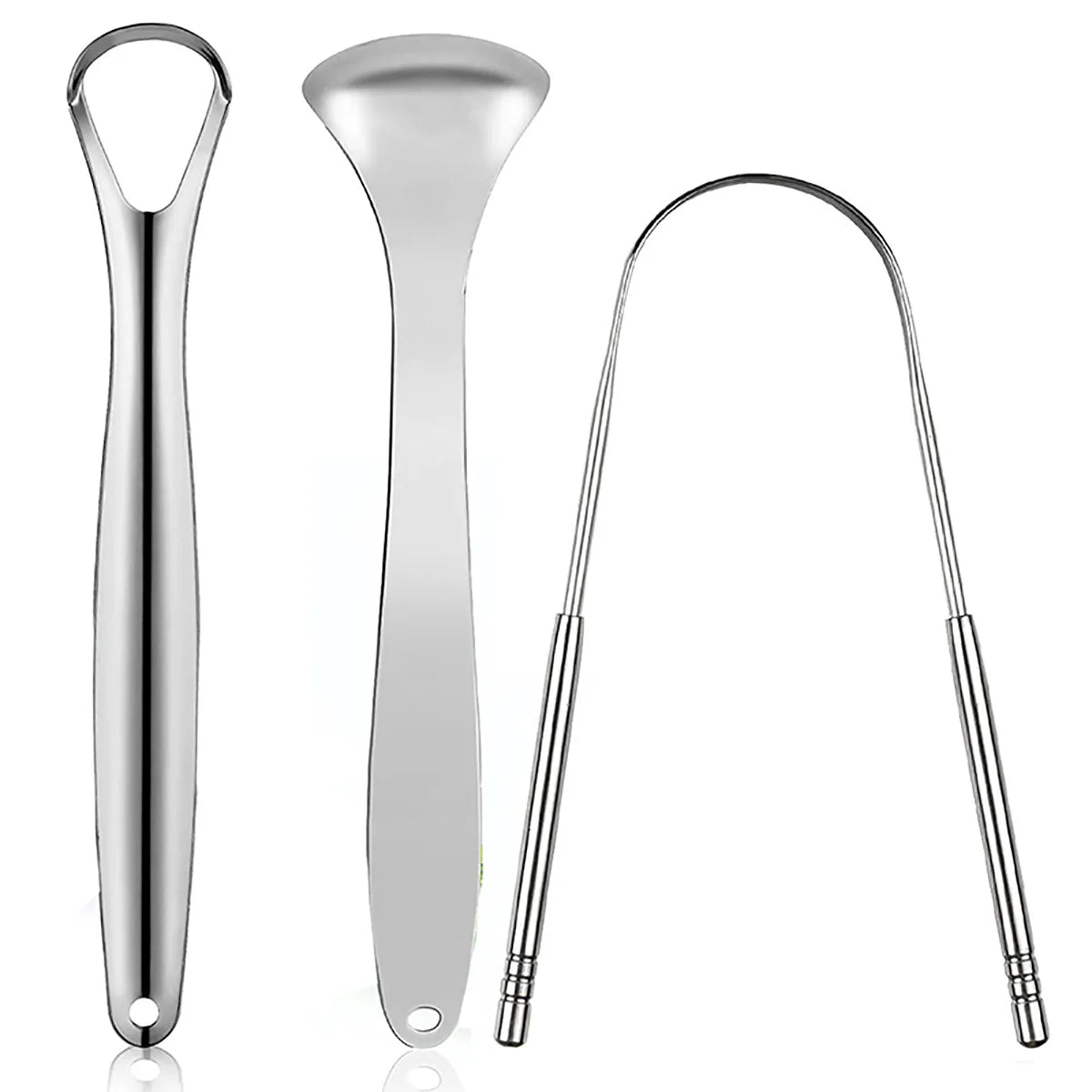 Stainless steel tongue scraper 3 piece set