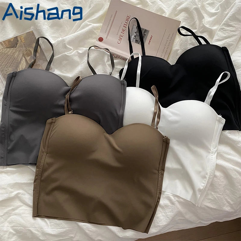  Seamless camisole with built-in cups coffee color option
