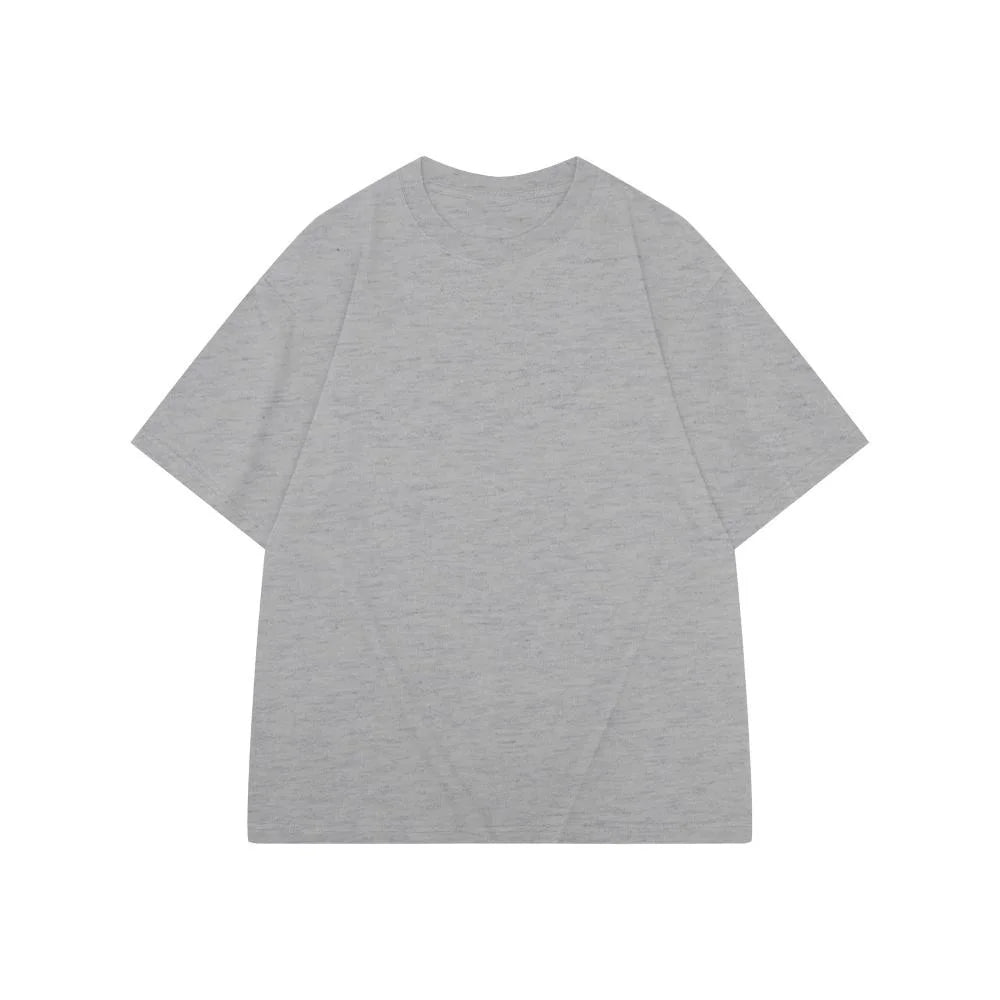 Men's heavyweight oversized drop shoulder tee worn casual outfit ash