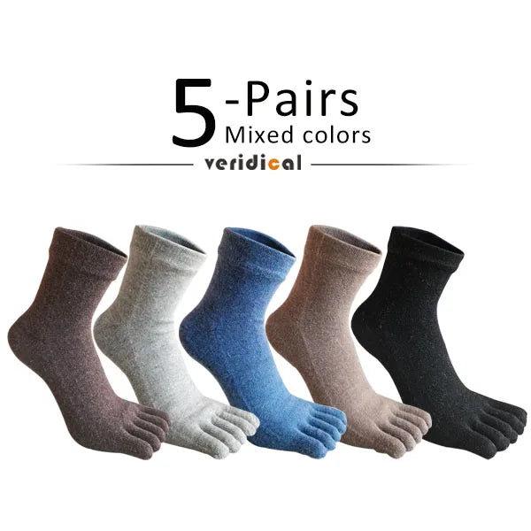 Wool toe socks worn on feet