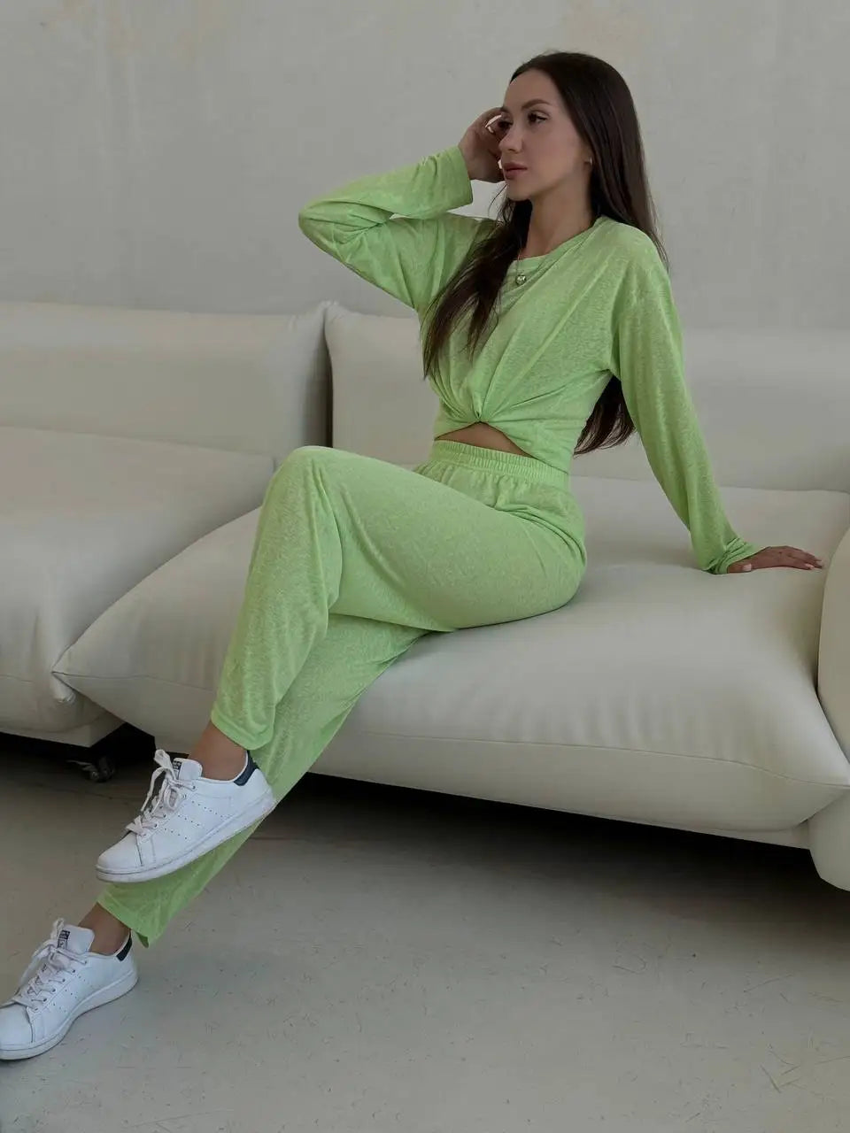 Women's Soft Knit Long Sleeve Tee green