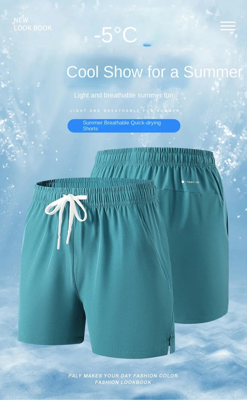 Quick-dry running shorts front view blue