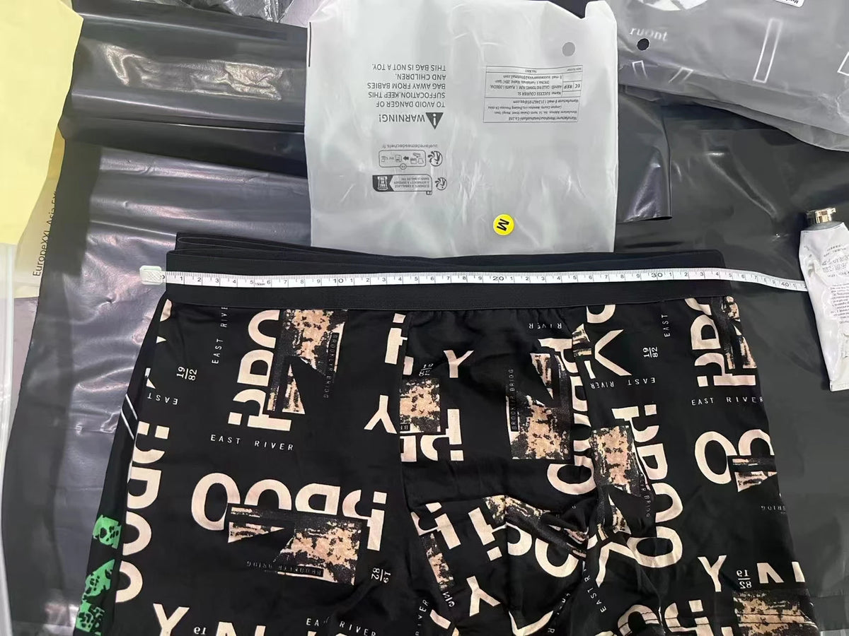 Men's printed boxer shorts worn model