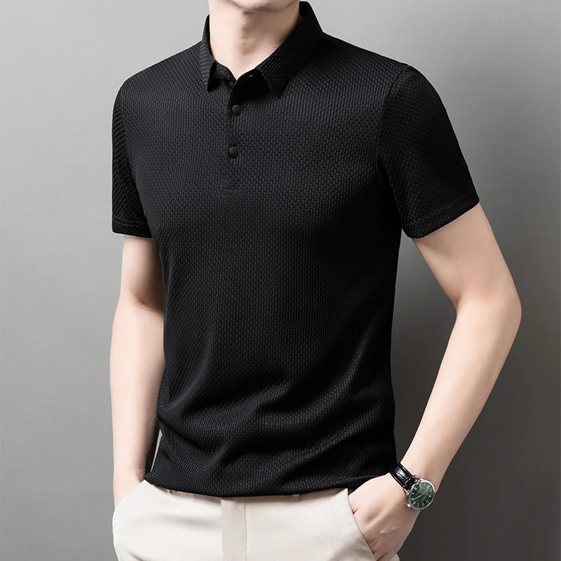Bone print polo shirt front view green