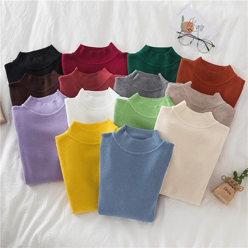 Soft turtleneck sweater front view option