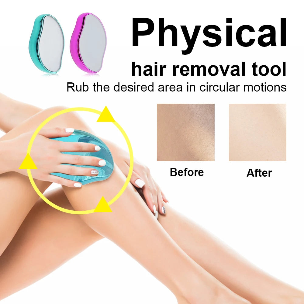 Crystal Hair Eraser Physical Epilator shown in use for hair removal on underarm area.