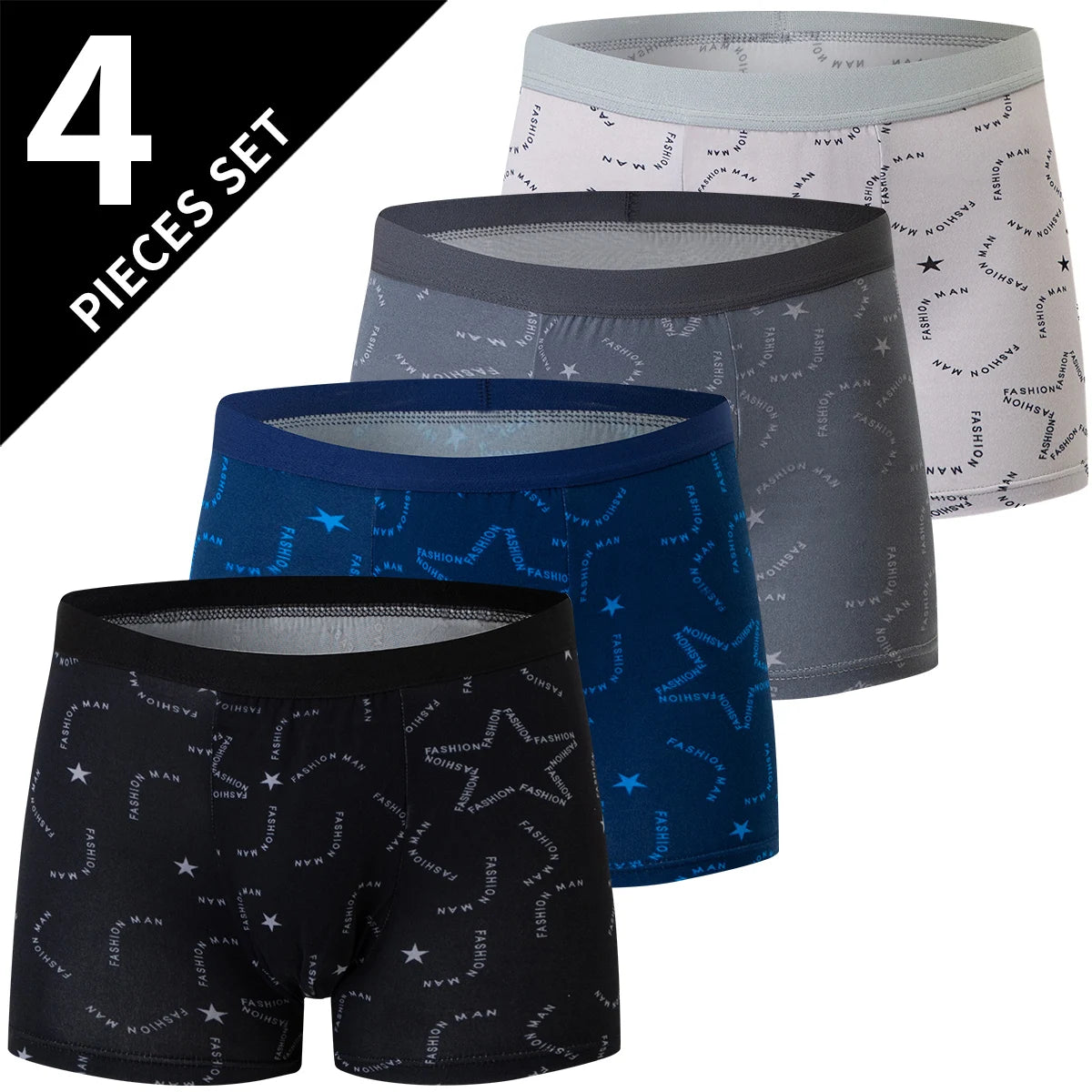 Men's printed boxer shorts worn model