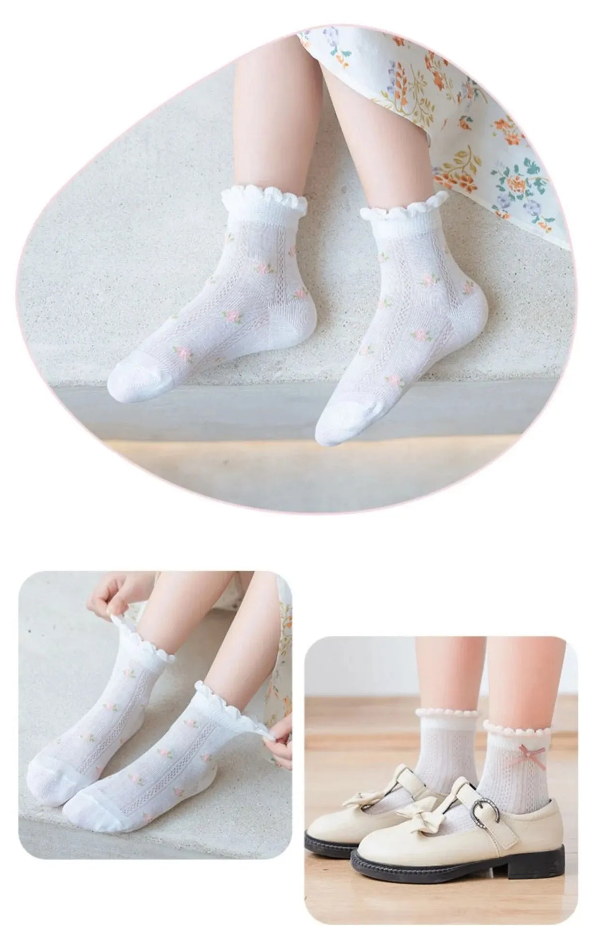 Kids cartoon socks worn on feet