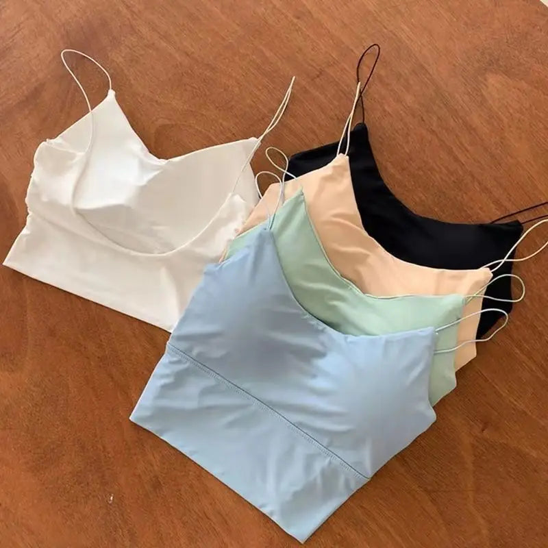 Seamless padded camisole flat lay khaki