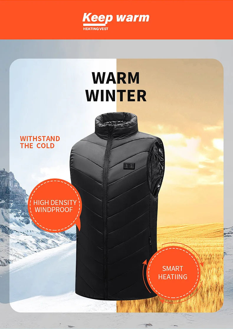 USB heated jacket front view black