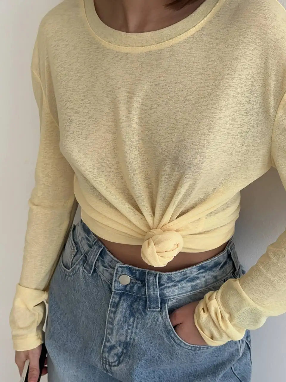 Women's Soft Knit Long Sleeve Tee yellow