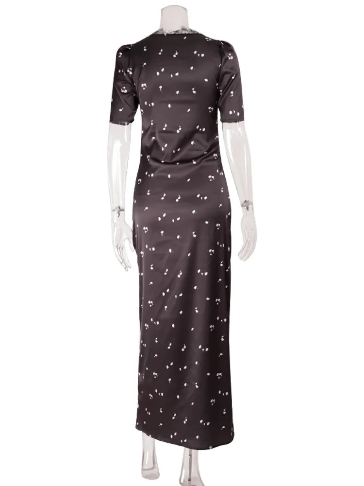 Women's lace print maxi dress front view
