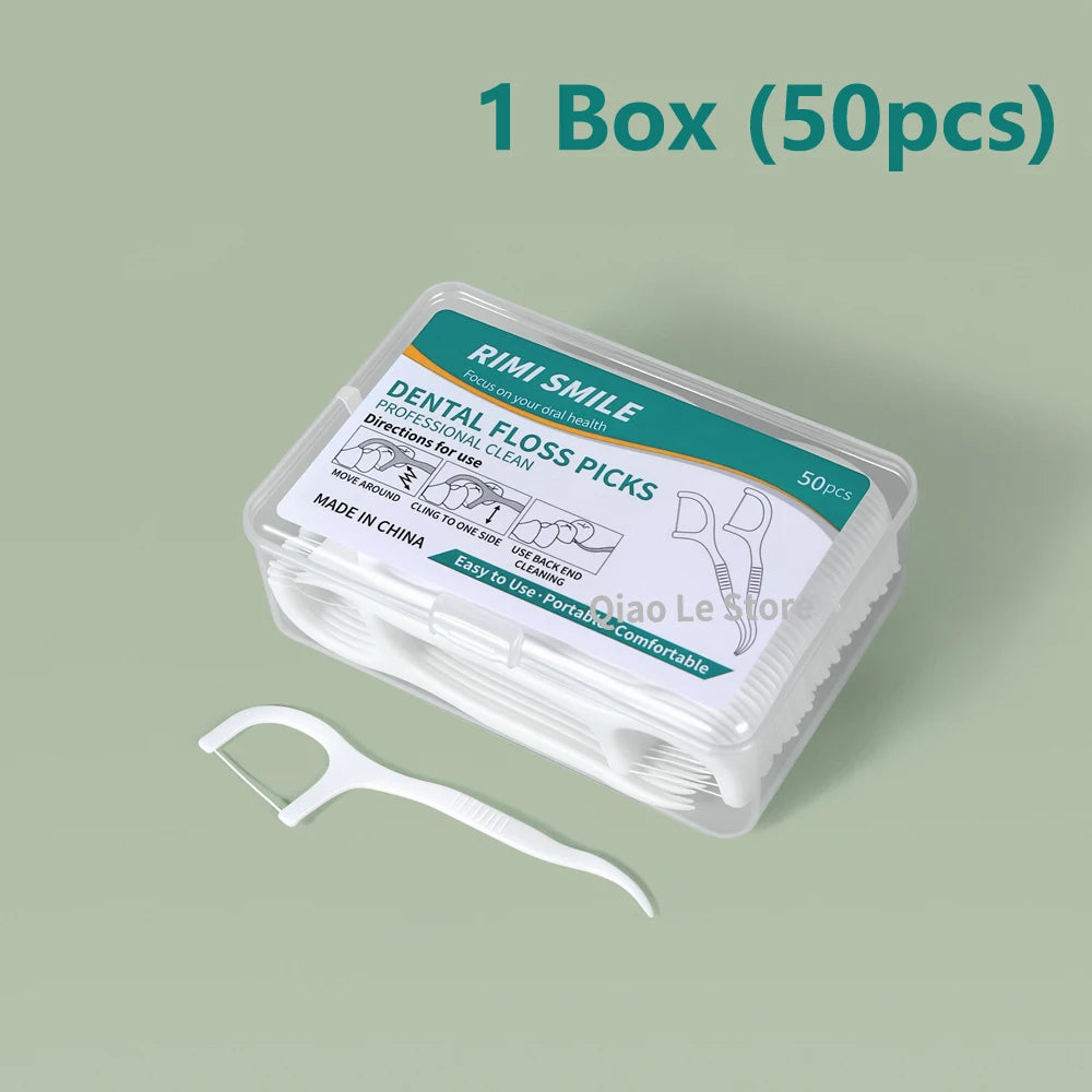 Disposable dental floss sticks box view