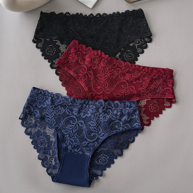 Women's floral lace briefs worn model