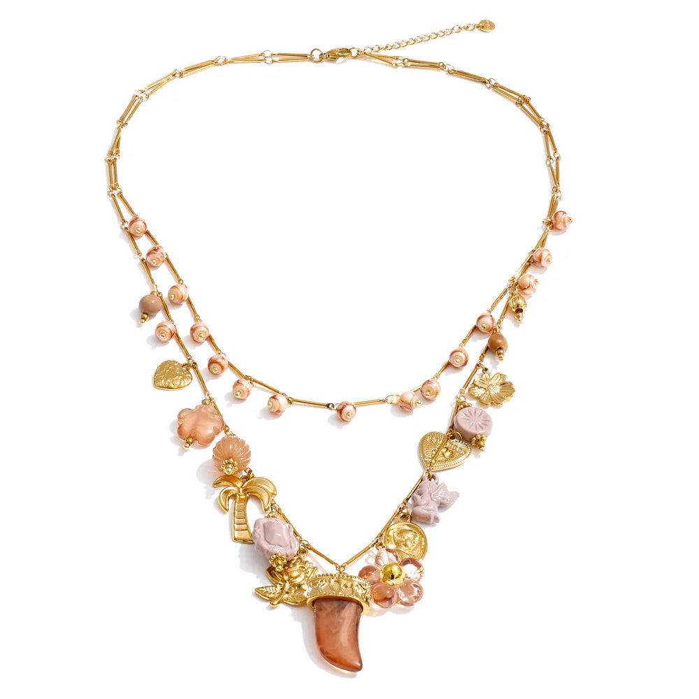Double-layer resin charm necklace pendant close-up