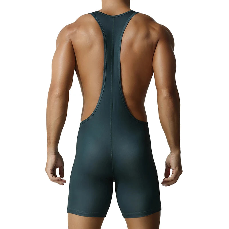 Seamless gym bodysuit worn during workout