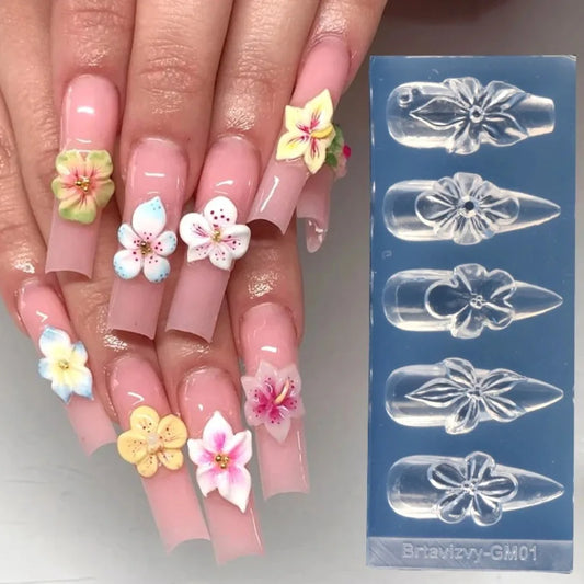 3D flower silicone nail mold used on nails