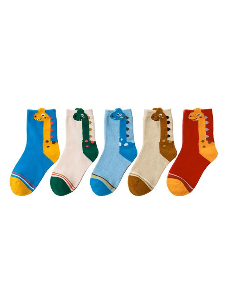 Kids dinosaur socks pack front view