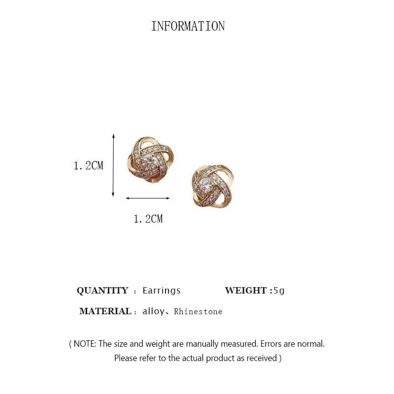 Zircon cross stud earrings worn on ear