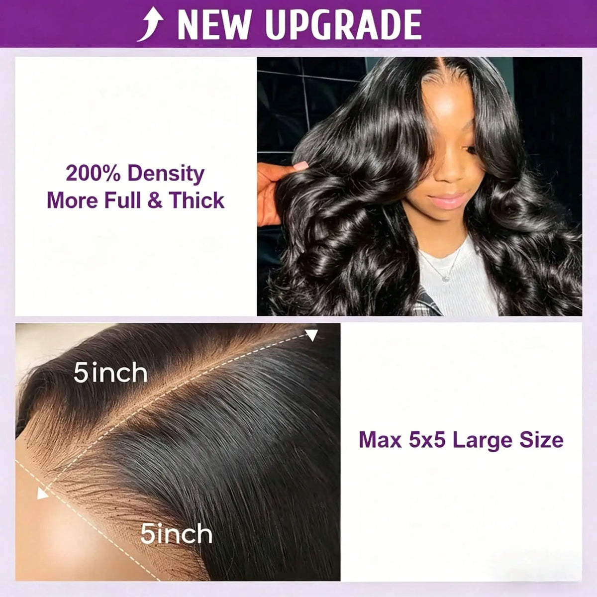 Body wave hd lace front wig worn on model