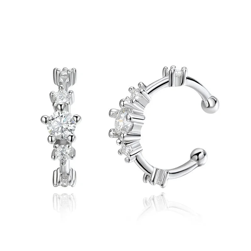 Moissanite clip-on ear cuffs front view