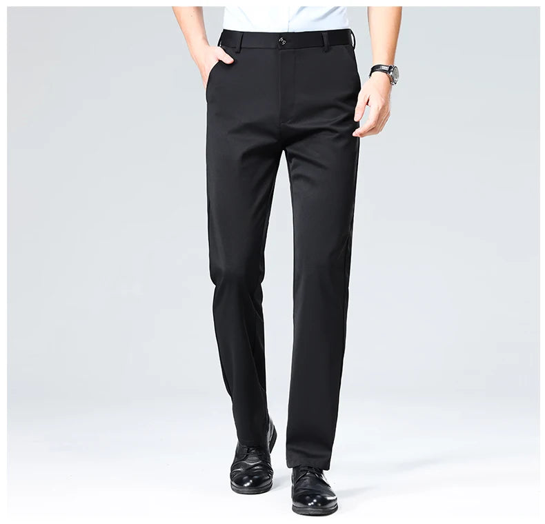 Business Casual Pants – Men's Elastic Waist Dress Trousers