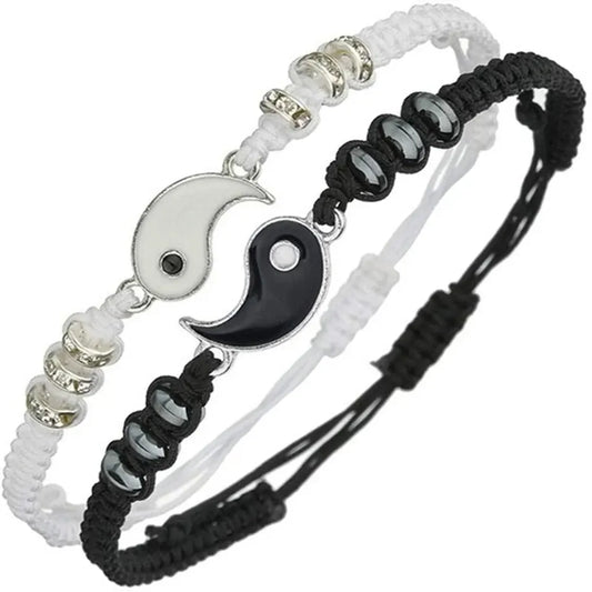 Couple's bracelet set worn on wrists