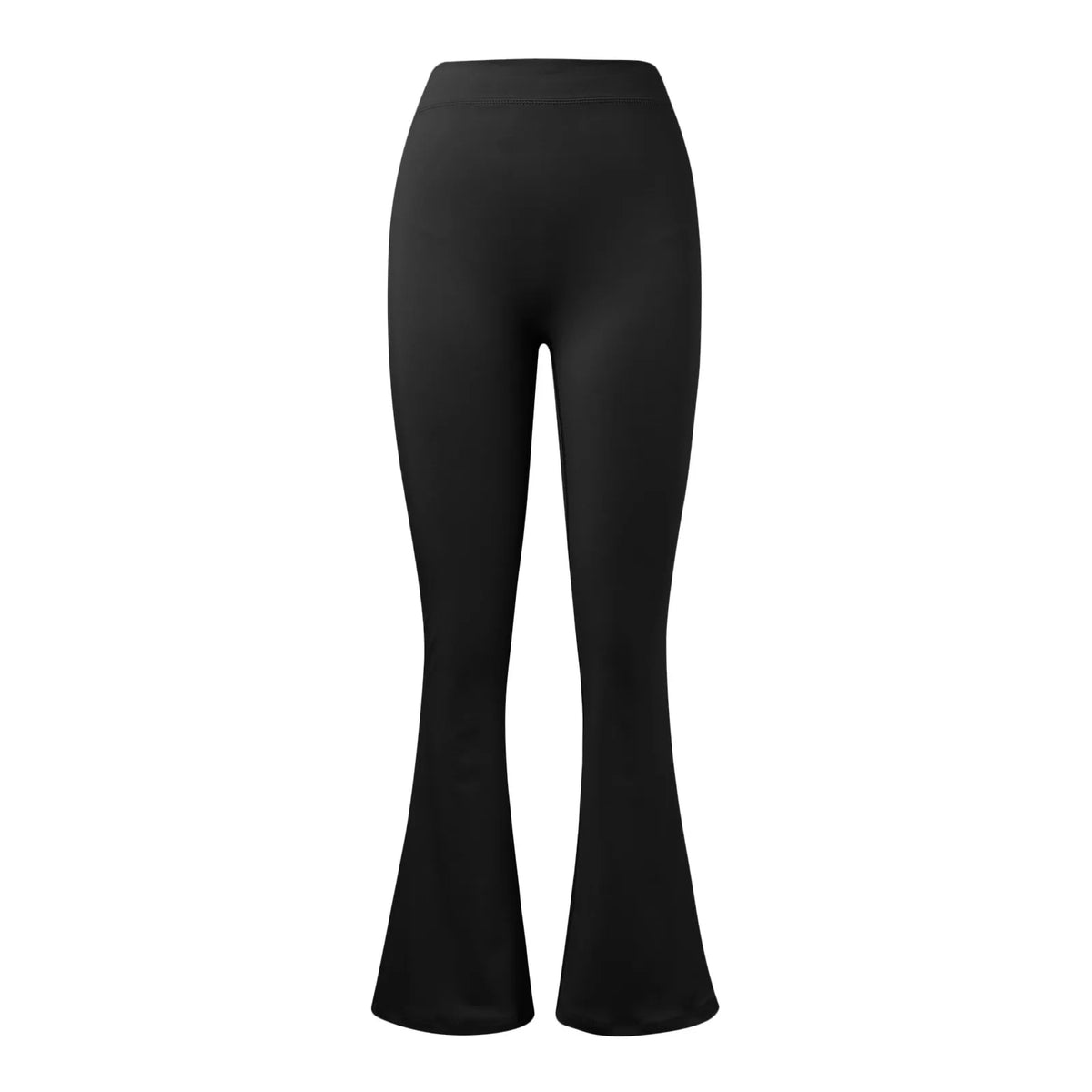 V-back waist leggings black flared close up front