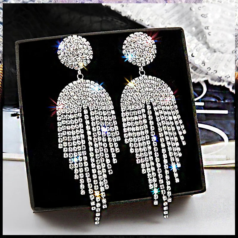 Crystal tassel drop earrings style variety display
