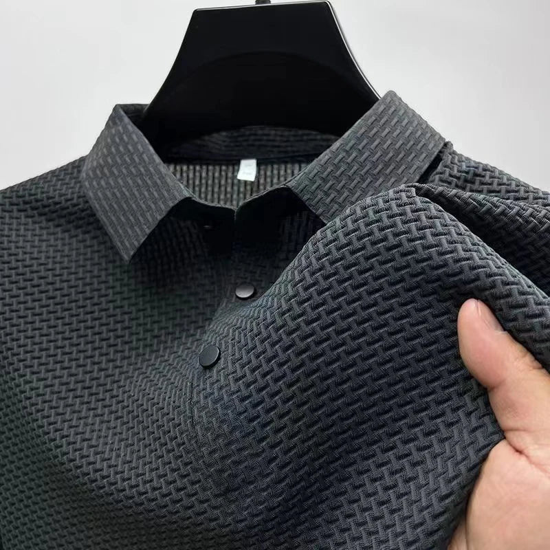 Bone print polo shirt front view green