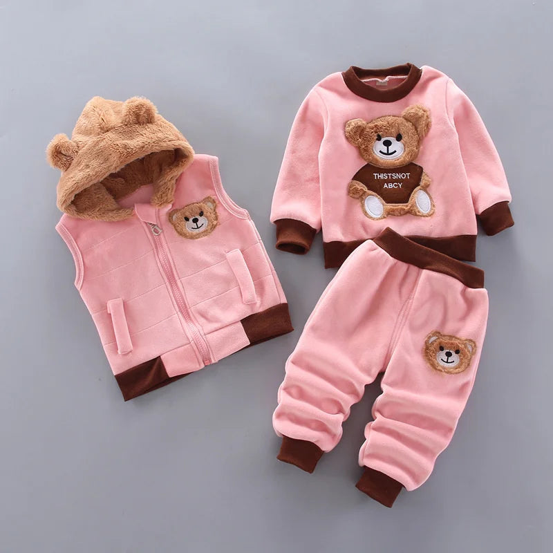 Kids hooded bear sweater set bear ear hood detail
