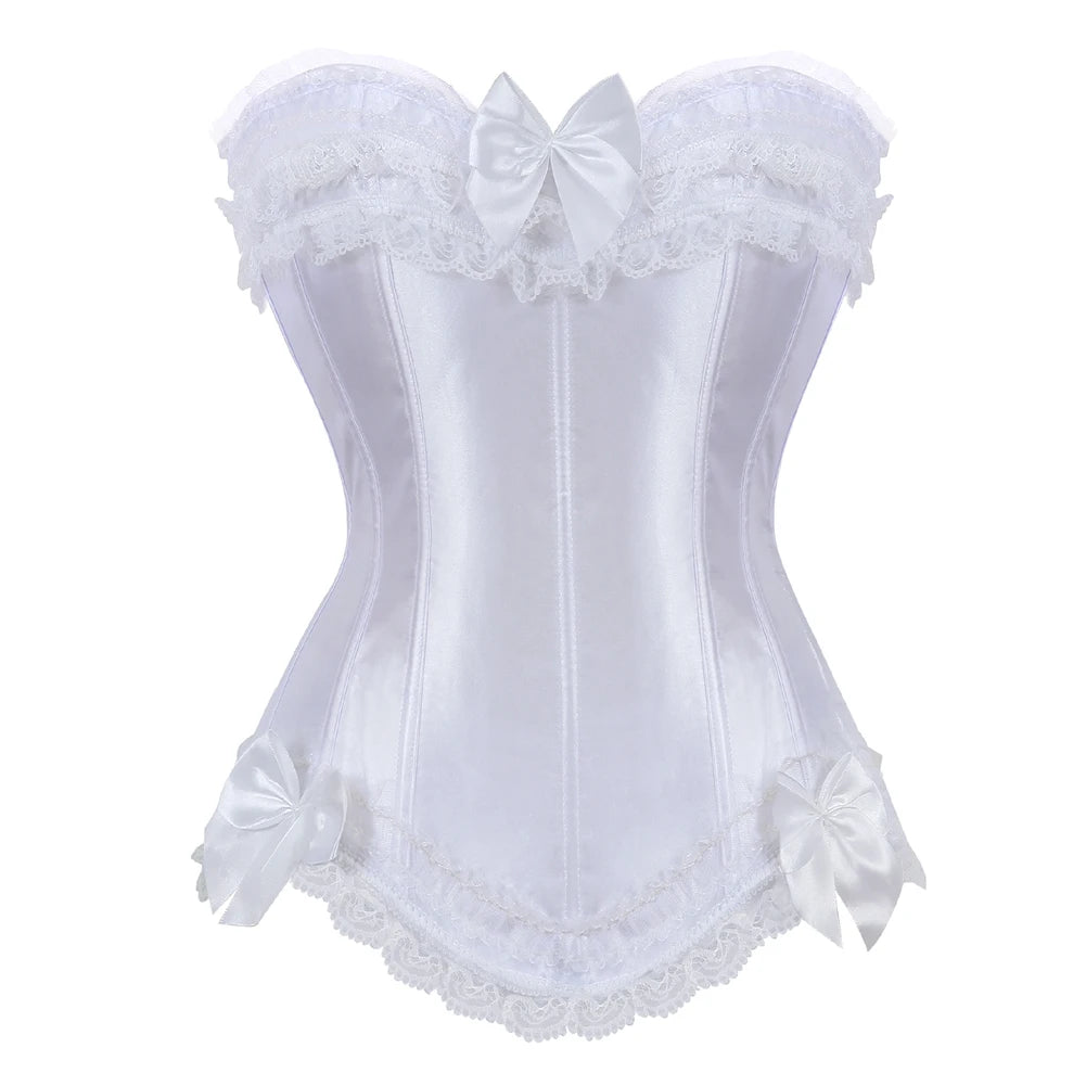 Lace-up floral corset top worn styled outfit