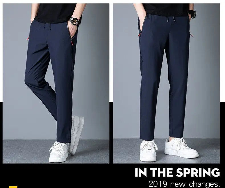 Slim fit jogger pants front view grey