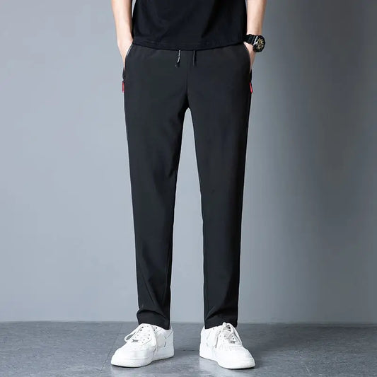 Slim fit jogger pants front view grey